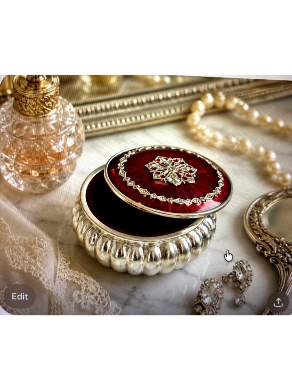 Vintage 2006 Red Enamel Jeweled Trinket Box